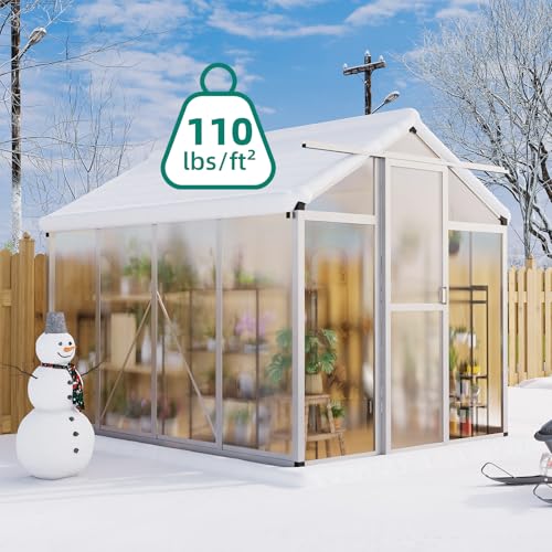 Image of Garvee 6x8 FT Greenhouse - Large Aluminum Greenhouses for Outdoors