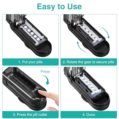 Image of Fullicon Pill Cutter, Cuts Multiple Pills with Accurate Alignment, Black