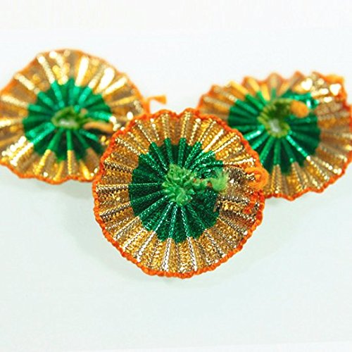 3 CM, 100 Pieces, Gota Flowers in Gold-Green Color