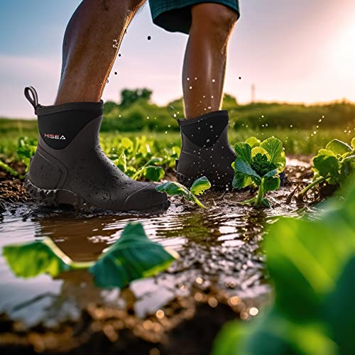 Image of HISEA Men's Rubber Rain Boots Waterproof Ankle Neoprene Garden Shoes