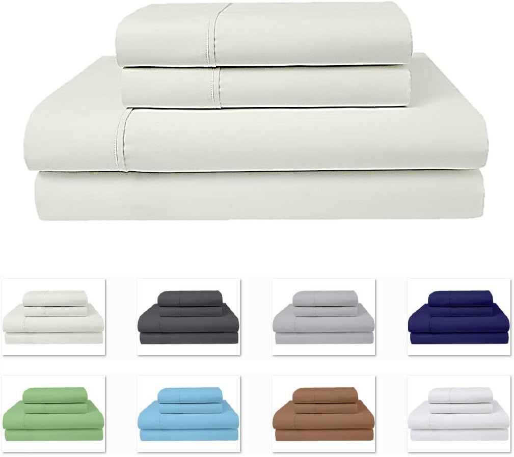 Best Deal 🛒 Certified Giza Egyptian Bedsheets Bed Sheet Set 100% Certified Giza Long Staple Cotton Cool and Breathable Fits Mattress Upto 18'' Deep Giza Sheet - Full, Cream