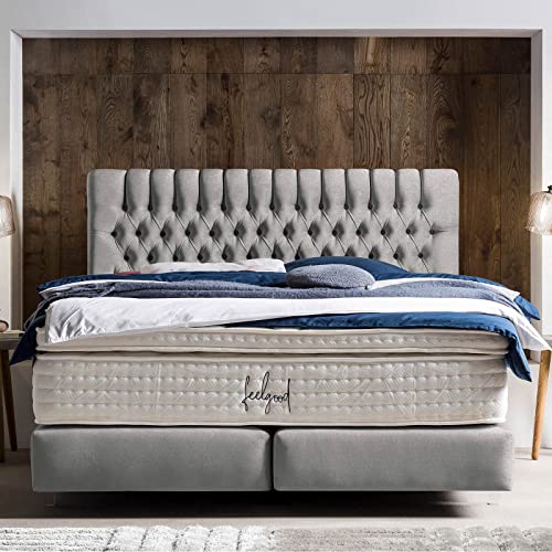 Boxspringbett Chester 160x200 Samt, Chesterfield, ohne Visco-Topper,...