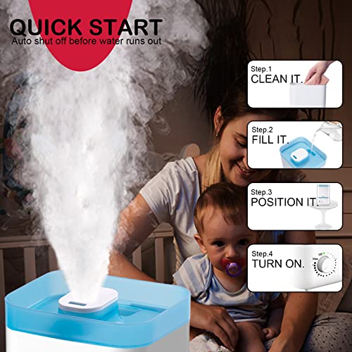 Humidifier For Bedroom, Topfill Ultrasonic Air Humidifiers For Baby, 3L Cool