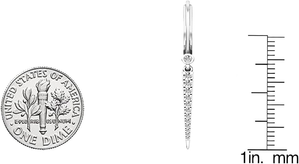 Dazzlingrock Collection 0.32 Ctw 14K Real Solid Gold Round Cut White Natural Diamond Women Line Drop Earrings