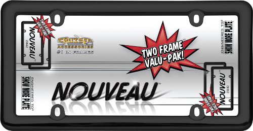 Cruiser Accessories 20642 Nouveau Two Frame Valu-Pak License Plate Frames, Black Plastic thumb #1