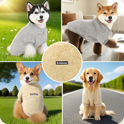 OYIWINMI Hundepullover 2 Stück, Hunde Klamotten Grau und Braun, Warm Fleece Haustierpullover für Kleine Mittel Hunde, Weiche Welpenkleidung Winter Herbst, Geeignet für Chihuahua Bichon Bulldogge (M)