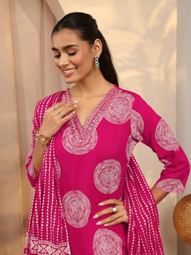 Image of Libas Printed Cotton Blend Straight Kurta Set for Women | daily wear suit