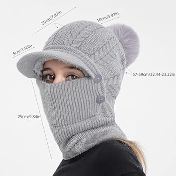 WANYIG 2-delig set dames gebreide wintermuts en sjaal, warme zachte beanie, muts en sjaal set, gebreid, voor herfst winter 55-60cm, beige, 55-60