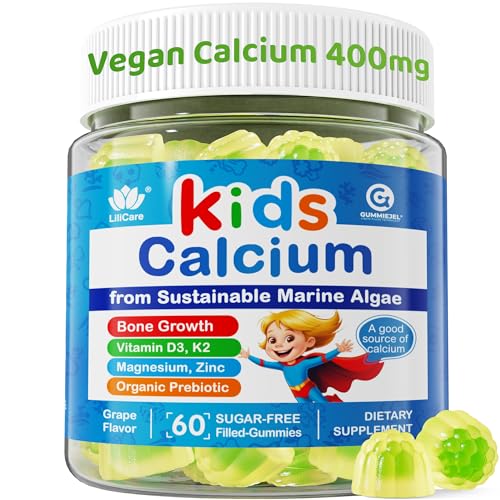 Calcium for Kids 400mg, Sugar Free Kids Calcium Gummies...