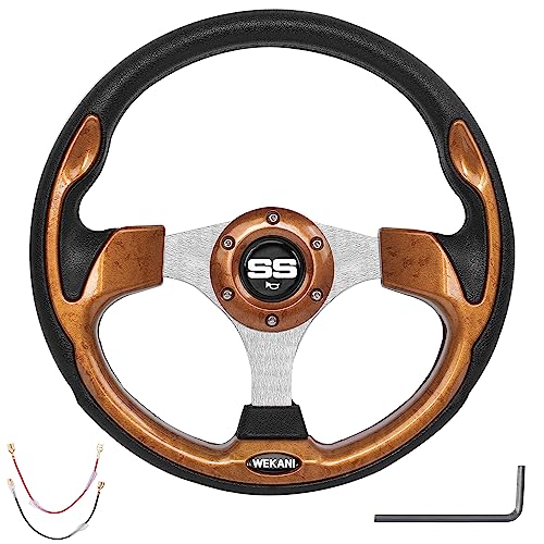 Wekani Golf Cart Steering Wheel For Ezgo Yamaha And Club Car Precedent Most Golf Carts Wood Grain