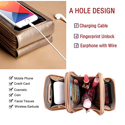 Image of Crossbody Cellphone Purse Women Touch Screen Bag RFID Blocking Wallet Handbag Shoulder Strap