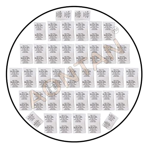 Image of AONTAN ENTERPRISE Silica Gel Packets 100 pcs (Each 2 Gram) For Moisture absorbents Dehumidifier Silica Gel Bags for Moisture Room, Cupboard, Kitchen, Shoe,Wardrobe, Car,Camera, Lenses White