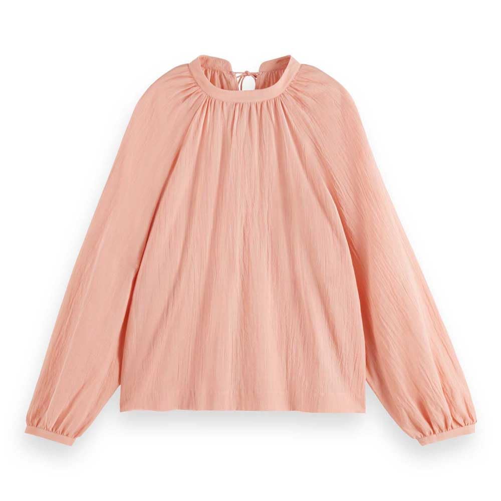 Scotch & Soda Womens Bow Detail Top, Peach Pink, 14 UK