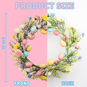 16 inch easter wreath artificial easter eggs and flowers eucalyptus wreath for front door farmhouse easter spring door wreath for easter decorations party supplies wall door window gifts  urban country home decor