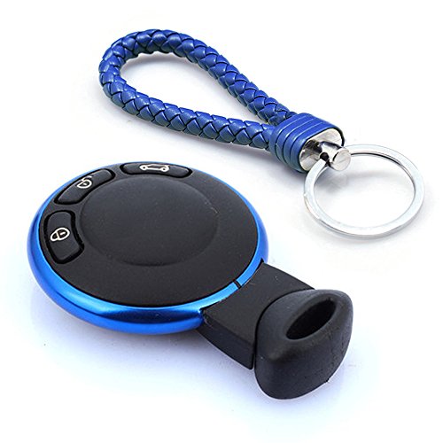 Thor-Ind Aluminum Remote Control Key Ring wiith Keychain Protective Ring Replacement Key Fob Ring Rim Trim Cover Car Key Decoration Accessories for BMW Mini Cooper JCW R55 R56 R57 R58 R59 R60 (Blue)