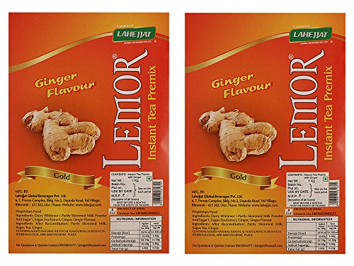 Image of Lemor Gold Ginger Flavour Instant Tea Premix 1 kg x 2 |Adrak Chai | Premix Tea for Vending Machine|Ready to drink tea
