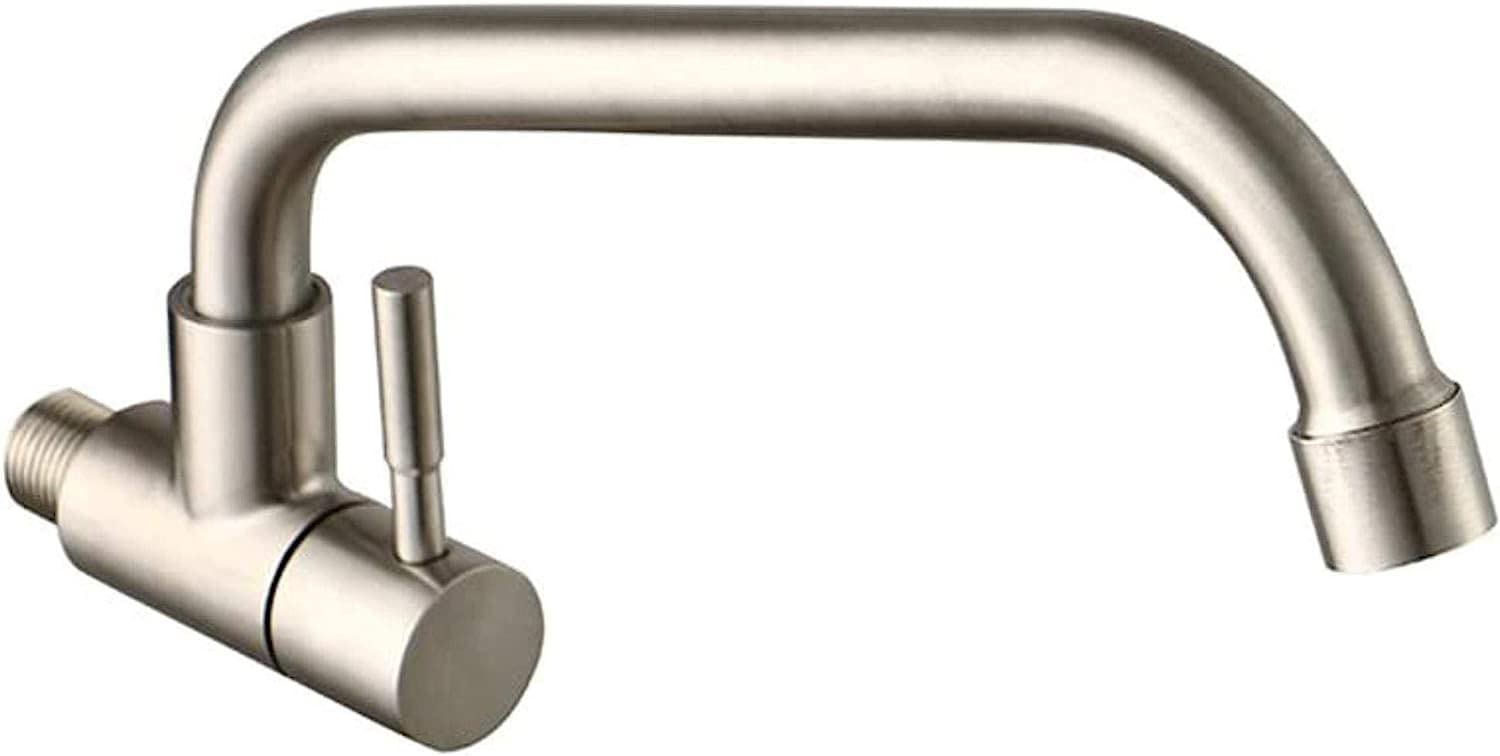 Rubinetti for rubinetti freddi singoli in acciaio inossidabile spazzolato 304 Rubinetto miscelatore con maniglia foro girevole da 360 gradi Elegante senza piombo a parete