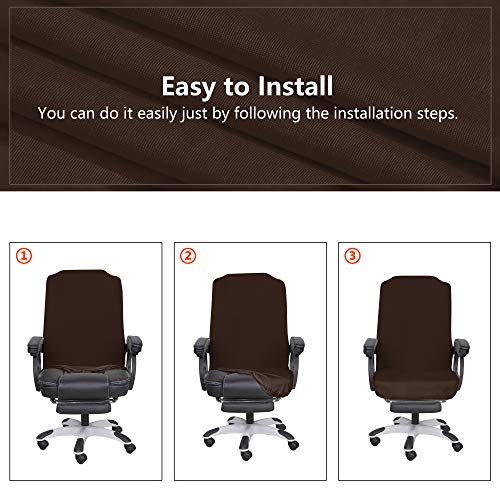 Image of SARAFLORA Office Chair Covers Stretch Washable Computer Chair Slipcovers for Universal Rotating Boss Chair Large Size, Brown ,Polyester