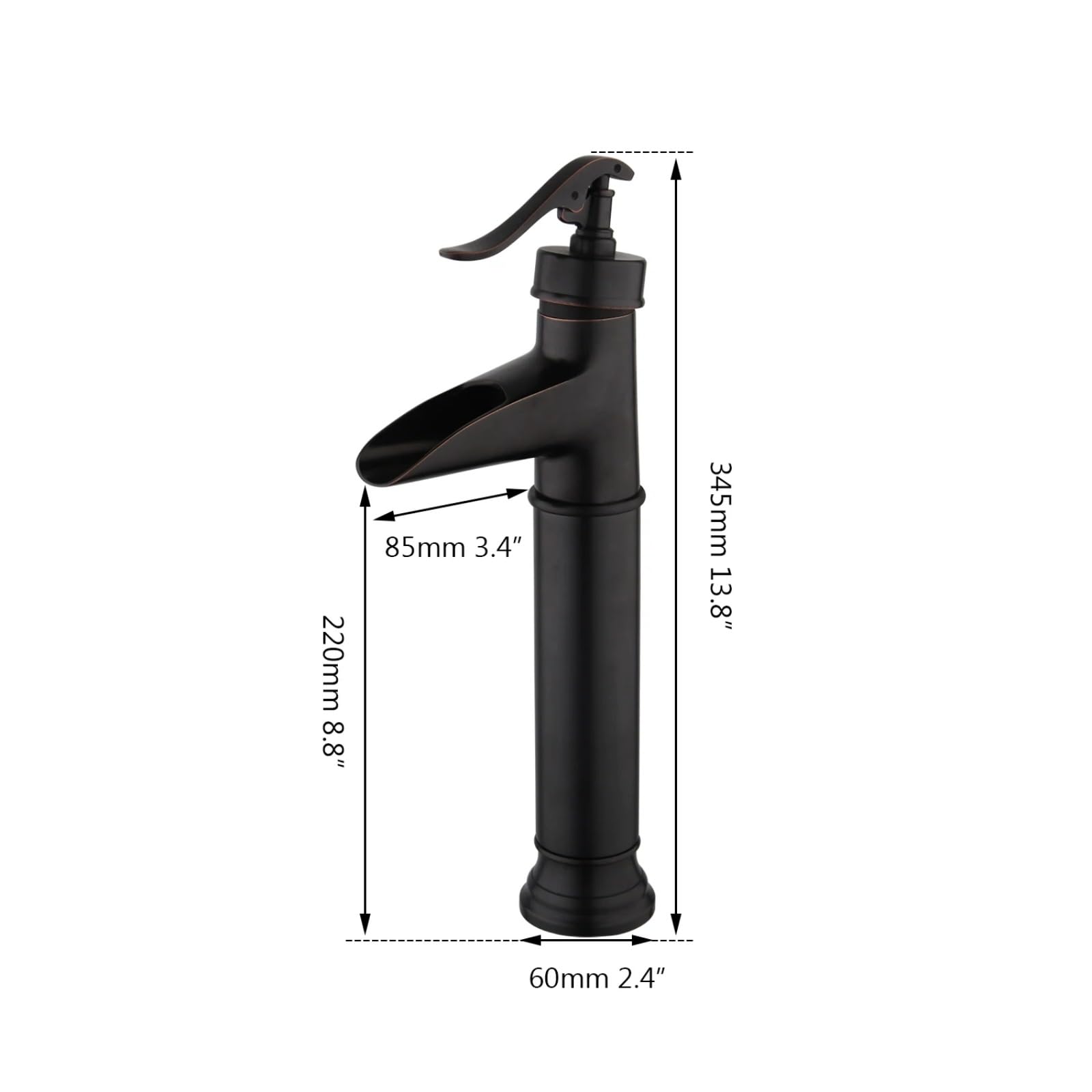 Rubinetto per lavabo da Bagno Nero, lavabo da appoggio Nero, lavandini da appoggio, Miscelatore a Cascata, Rubinetto per Acqua Nero