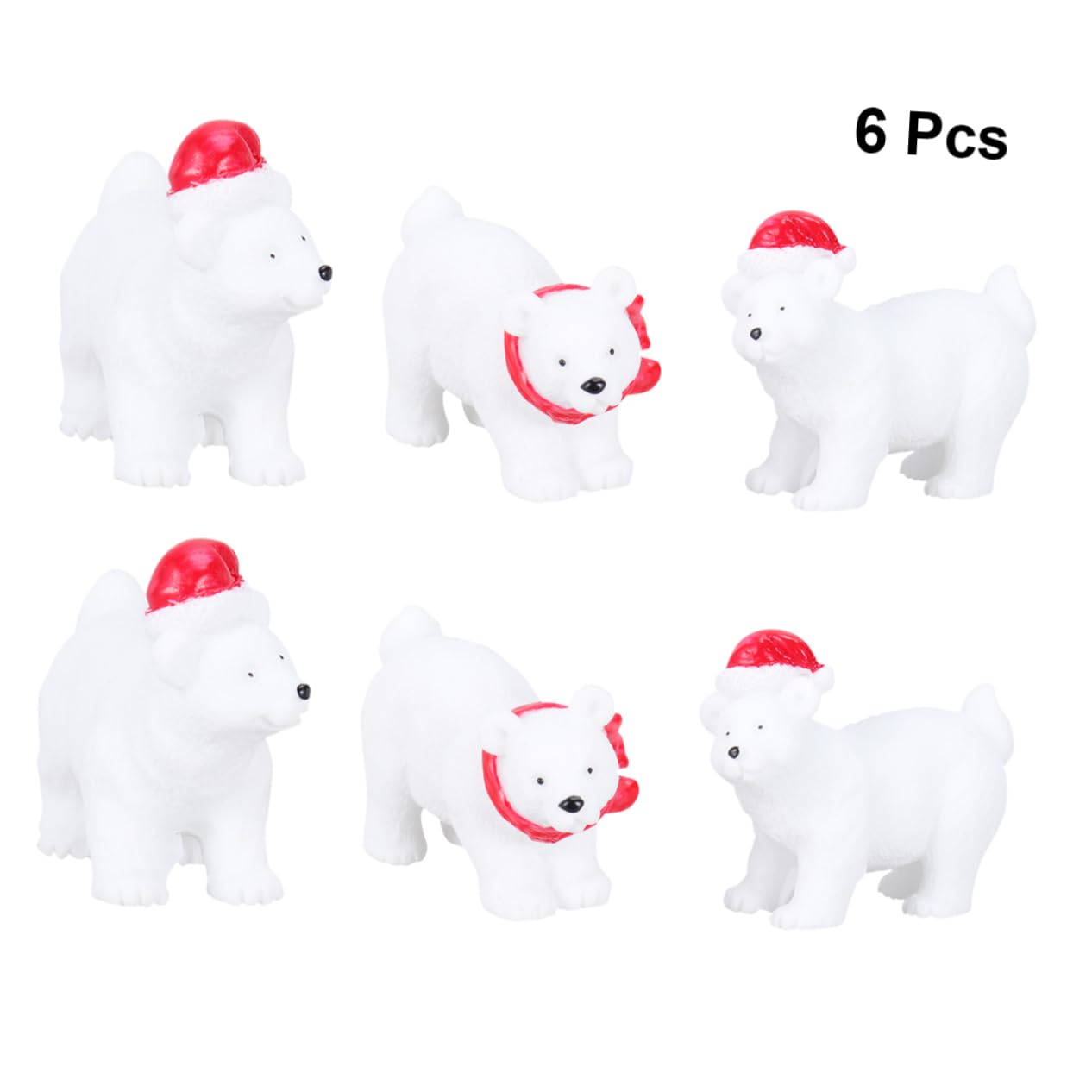 Zerodeko 6pezzi Orso Polare Natale in Miniatura Decorazioni Natalizie in Ornamento Natalizio per Micro-paesaggio Decorazione da Scrivania per Casa Ufficio Stili multipli