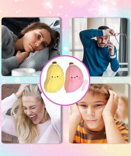 Image of Taba Squishies, Soft Silicone Stress Relief Toys for Adults & Kids, Fufu Squishy Anxiety Relief Set, Squishy Sensory Fidget Toys for Office, Study, and Travel (Pink Yellow)