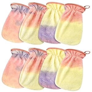 Phogary 8er Set Korallen-Fleece Waschhandschuhe