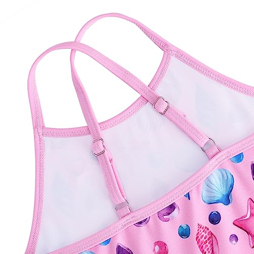 Image of Girls Swimsuit One Piece Bathing Suit with Adjustable Straps Cute Little Kids Swimming Suits Beach Swimwear 4T-12