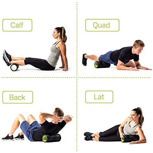 Image of FirstFit Grid Foam Roller For Deep Tissue Muscle Massage Exercise Fitness and Pain Relief Equipment-Black