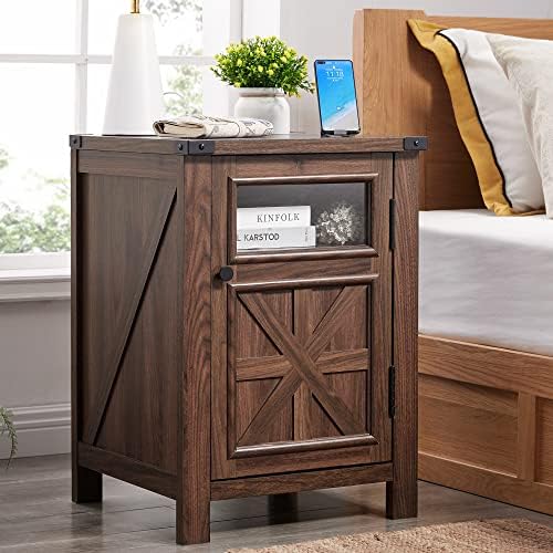 Amazon.com: Joaxswe Farmhouse End Table with Charging Station, 24 ...