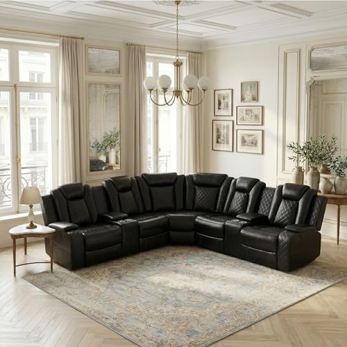 Power Reclining Sectional Sofa with LED Lights