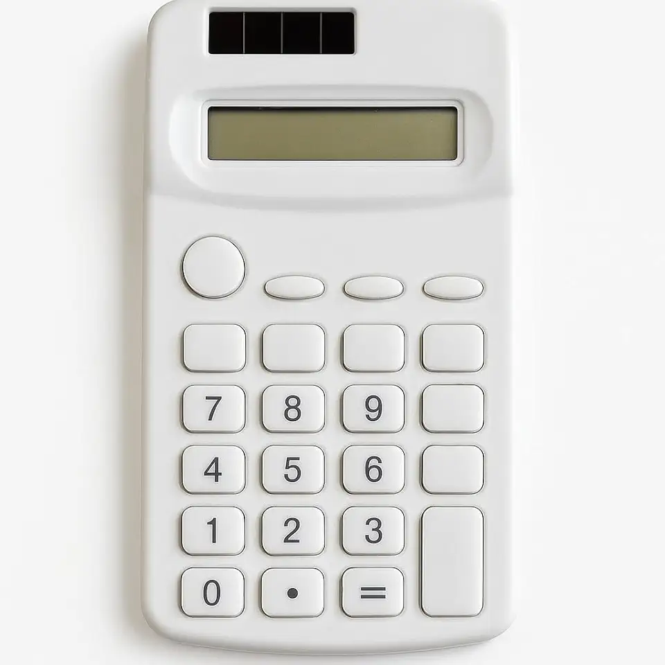 Calculadora de Bolso 8 Dígitos Compacta 11x6cm Dupla Alimentação Solar + Bateria Portátil Leve Operações Básicas para Escola Trabalho e Casa Visor Claro Durável (Branco)