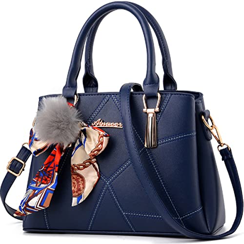 Bolso Satchel para Mujer de Cuero Sintético Azul Marino miniatura 1
