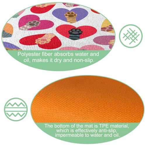 Tapis de cuisine antidérapants lavables motif chat cœur coloré tapis de couloir et buanderie - 6
