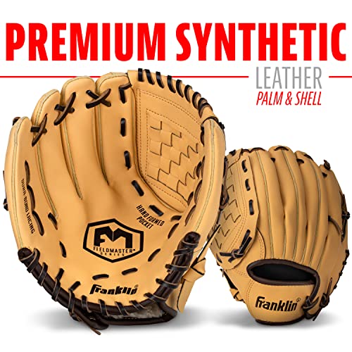 Image of Franklin Sports Baseball and Softball Glove - Field Master - Baseball and Softball Mitt - Adult and Youth Glove - Right Hand Throw - 12 inch - Black /Gold