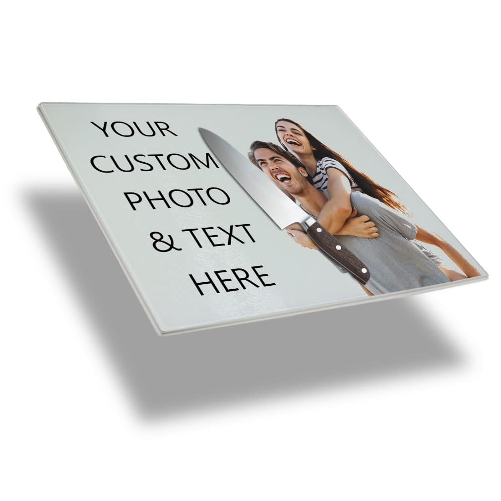 Custom Glass Cutting Board Kitchen Accessories Personalized Photo & Text Here House Warming gift Kitchen décor Rectangular Chopping Trivet 11x8 Inches