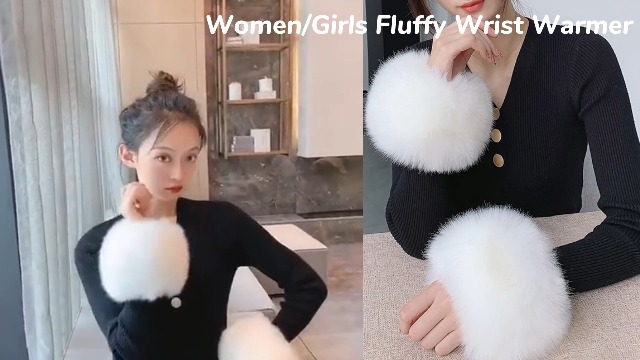 Peecabe Winter Women Fuzzy Arm Warmers Girls Faux Fur Short Wrist