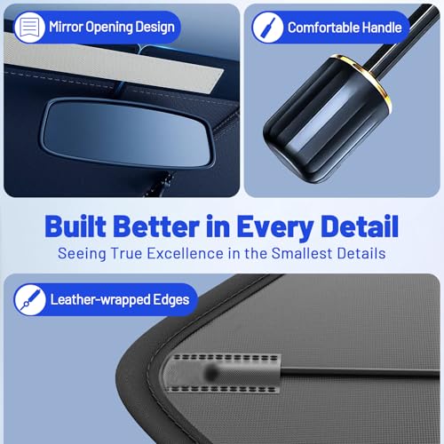 Image of Windshield Sun Shade for Chevrolet Corvette 2005-2019 - Reflective Coated Fabric Sunshade Umbrella for Front Window, UV Protection Heat Shield Sun Blocker Heat Reflector, 1:1 Exact Fit