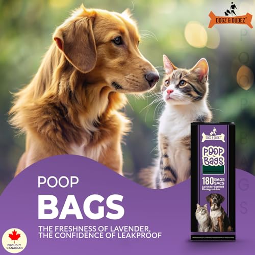 Image of Dogz & Dudez, Poop Bag for Dogs Lavender Scented 180 Bag Counts - Leakproof, Easy Tie, Fresh Lavender Scent - 12 Rolls x 15 Bags - 4 Months Pack