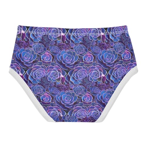 Joisal Cotton Girls Underwear Toddler Purple Blue Succulent Plants Floral Cute Panties Girl Designer Kids Undies Briefs 2t2