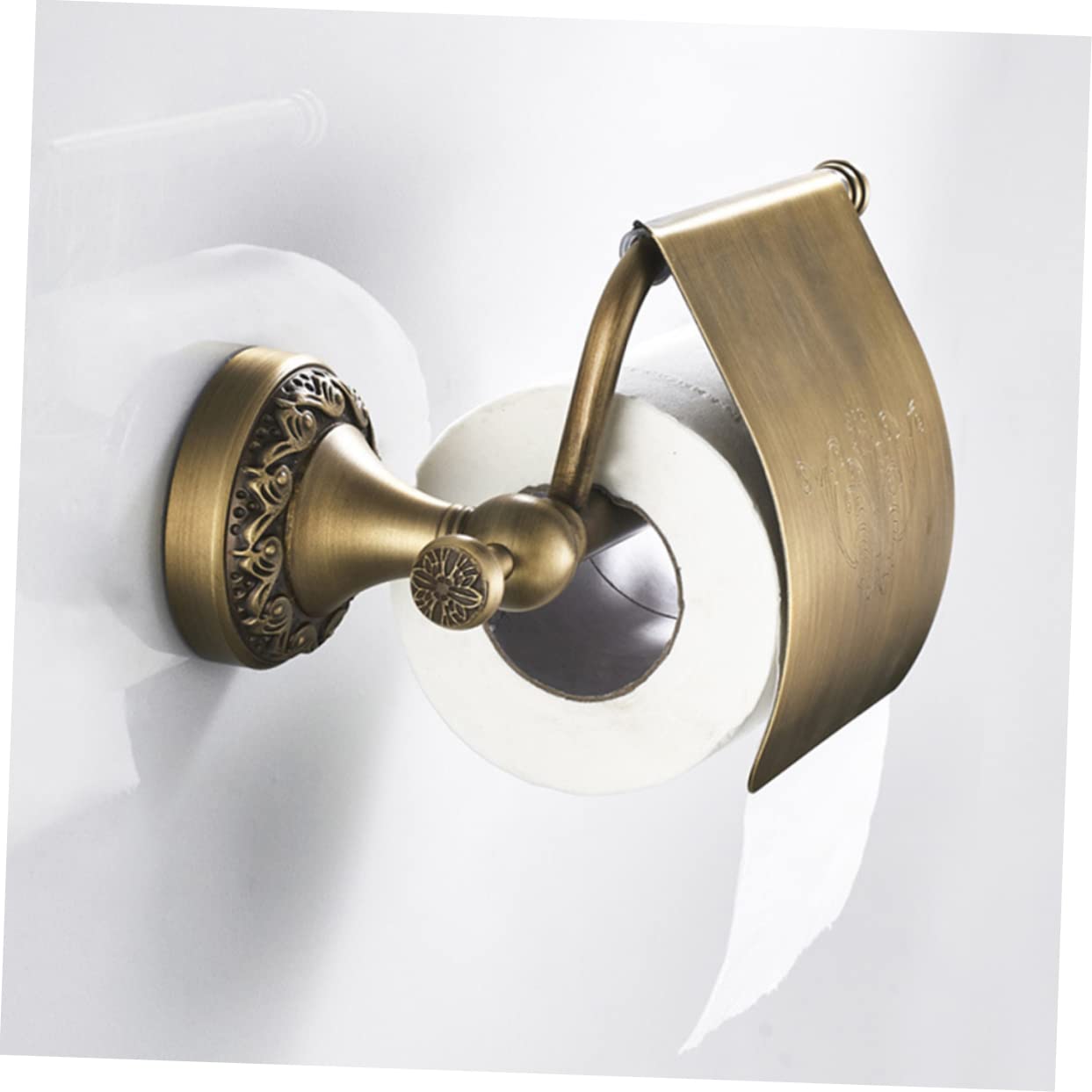 Tofficu Portarrollos de Papel Higiénico de Pared en Cobre Dorado, Soporte Resistente para Baño del Hogar y Hotel, Diseño Simple y Elegante