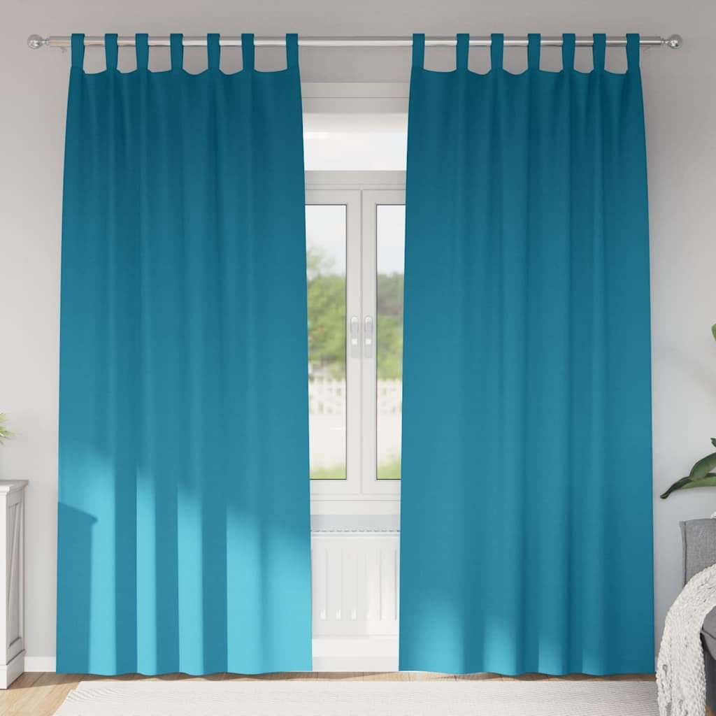 Verdunkelungs-Vorhänge mit Ringen 2 Stück Türkis 225 x 140 cm Polyester Gardine für Wohnzimmer Schlafzimmer mit Blickdicht, Thermo, Sonnenschutz, Sichtschutz, Kälteschutz, Ösen, Schlaufen
