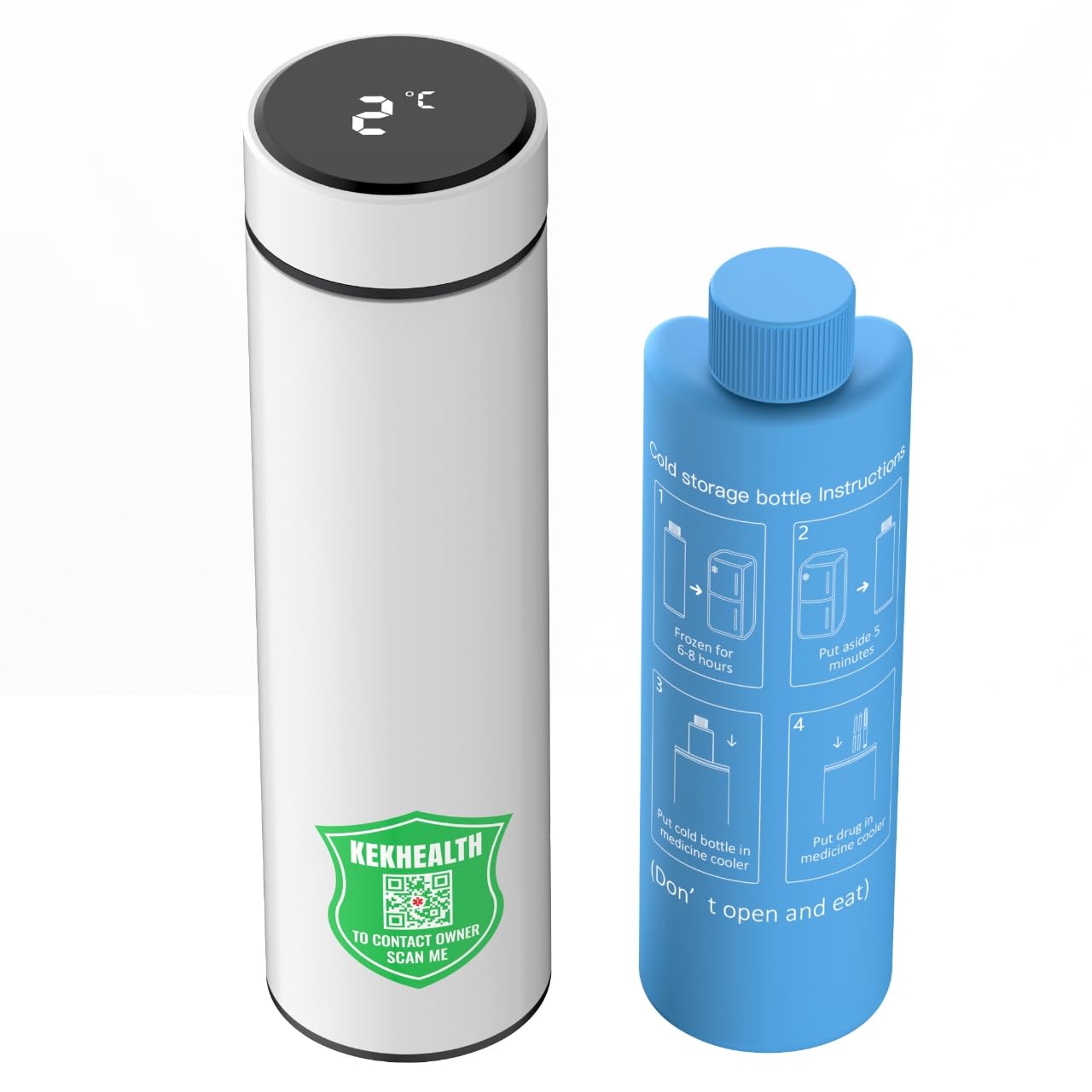 KEKHEALTH 60H Insulin Pens Cooler Travel Case Medication Cooler for Travel, TSA Approved Medicine Travel Cooler Medical Diabetes Cooler Diabetic Trave Case with QR Medical Alert Tag(White)