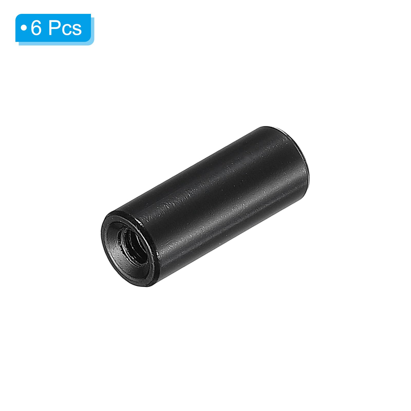 PATIKIL 6pcs M3 Metal Threaded Standoff Spacer Nuts, Round Aluminum Spacers Female Coupling Screws, 1/8" ID x 1/4" OD, Black 3x6x15mm - Image 3