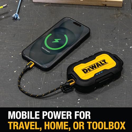 DEWALT Heavy Duty Short USB C to USB C 60W Cable 2Pack (6in) Durable Type C Fast Charging Nylon Braided Cord, Compatible with iPhone 17/16/15 Series, Android Samsung Galaxy S24/S23/S22/ Ultra