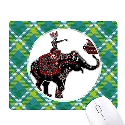 Tapis de souris éléphant totem chinois vert grille pixel pour bureau