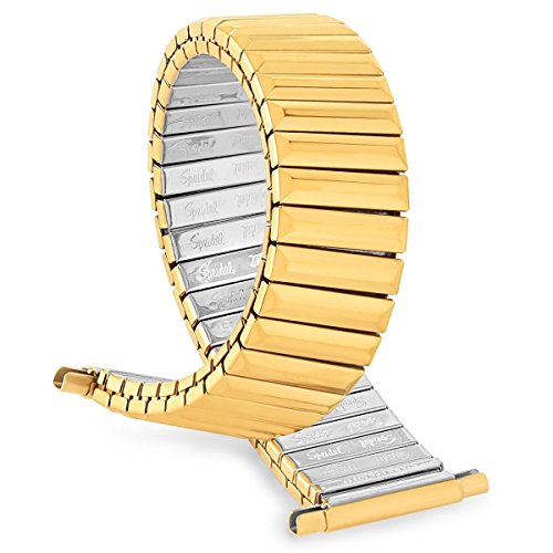 Speidel メンズ Twist-O-Flex ステンレススチールストレッチ腕時計バンド ゴールドトーン 16-22mm ストレートエンド クラスプなし