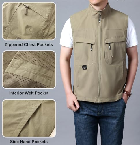 LOUECHY Men's Lightweight Golf Vest Full-Zip Windproof Sleeveless Jacket for Travel Hiking Running3