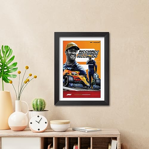 Image of TenorArts Daniel Ricciardo Poster F1 Driver Posters Formula One Photo Frame Painting with Matt Finish Black Texture (12 inches x 9inches)