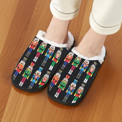 Comfy House Slippers for Women Men Christmas Buffalo Check Funny Reindeer Santa Snowman Xmas Tree Snowflake Slipper Winter Slip on Cozy Memory Foam House Shoes Holiday Party Gifts3