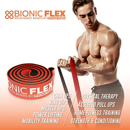 Bionic Flex Pull Up Assistance Band – Premium Dual Layer Pull Up Assist Bands for Strength Training Exercise, Physical Therapy, Powerlifting, Stretching – Single Red Resistance Band (50 to 120 lbs)